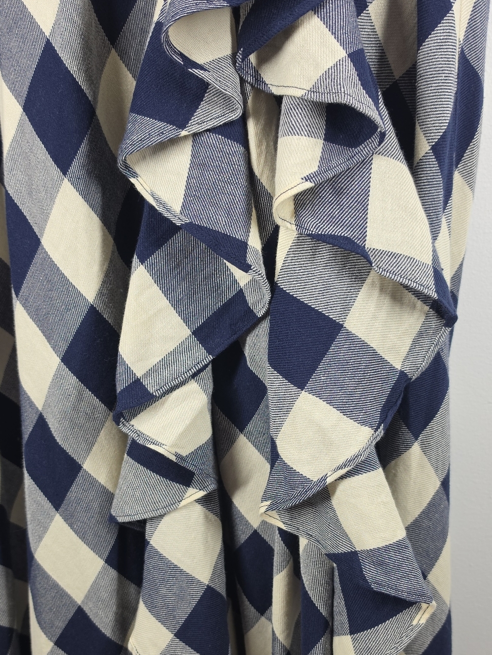 Lauren Ralph Lauren Navy Cream Plaid Ruffle Maxi Skirt Size 8 NWT - Picture 5 of 11